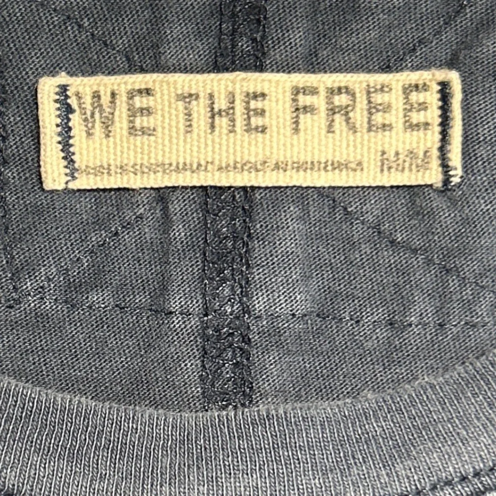 Free People We The Free Oversized Crew Neck Seam Detail T-Shirt Blue Size M